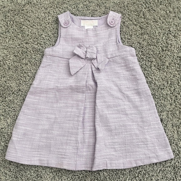 Janie and Jack Purple Bow Dress 3-6 Months Tweed Style Dress Preppy - Picture 1 of 4